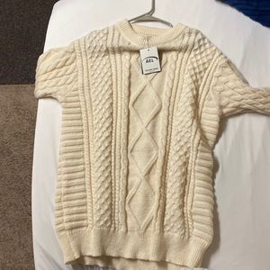 White chunky cream sweater